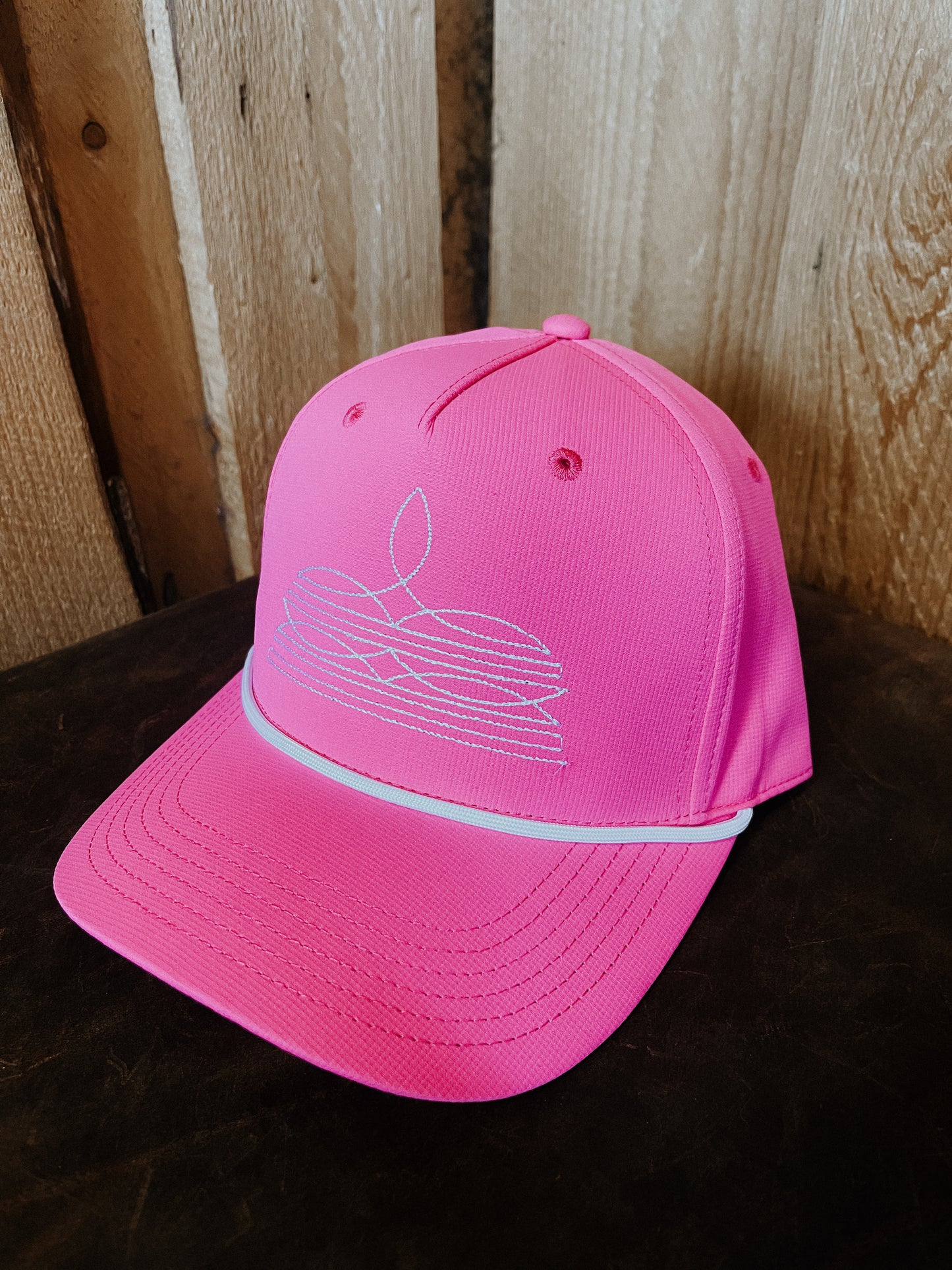 Hot Pink Bootstitch Cap