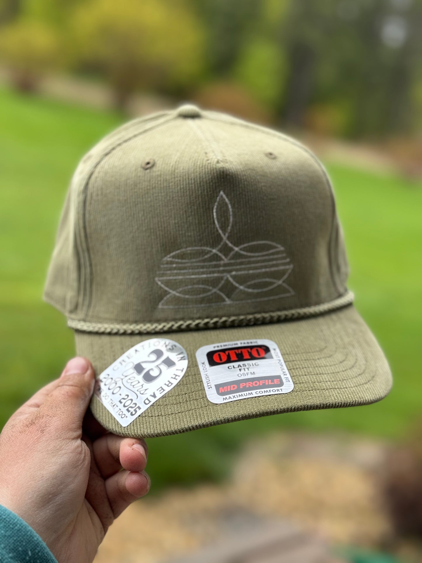 Sage Corduroy Bootstitch Cap