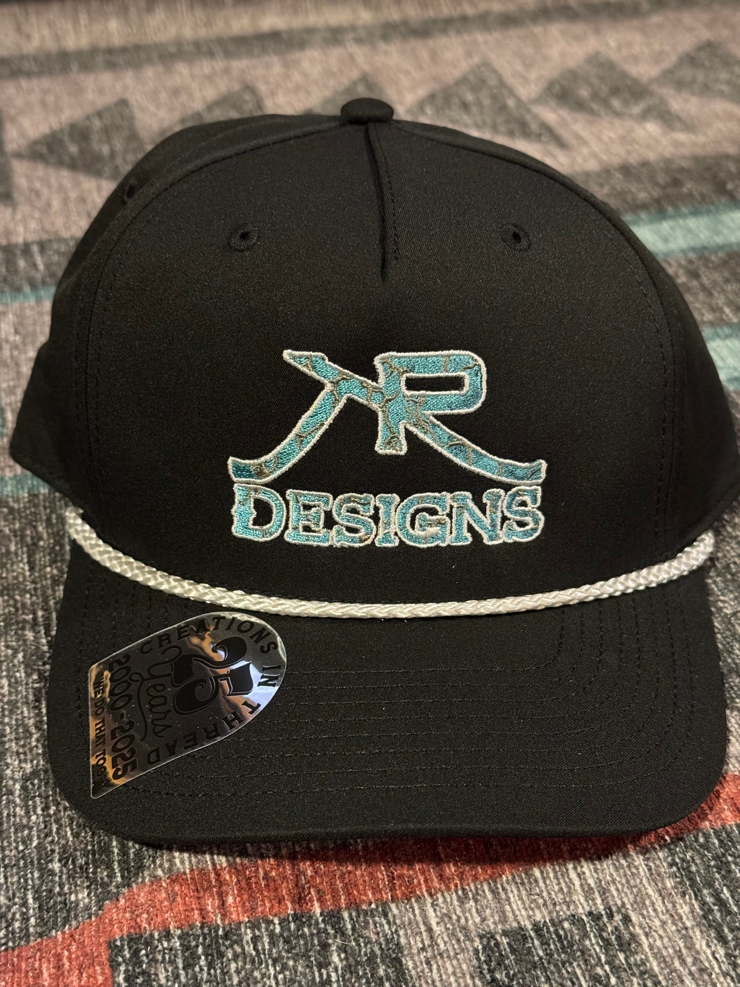 Black Branded Turquoise Cap