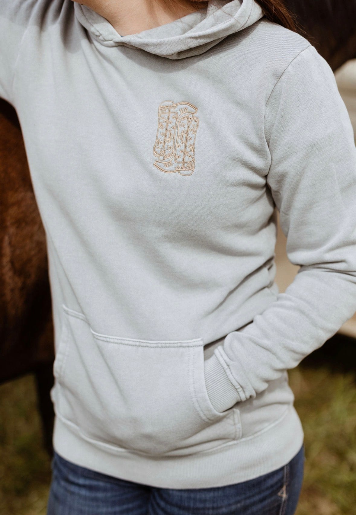 Embroidered Boots Hoodie