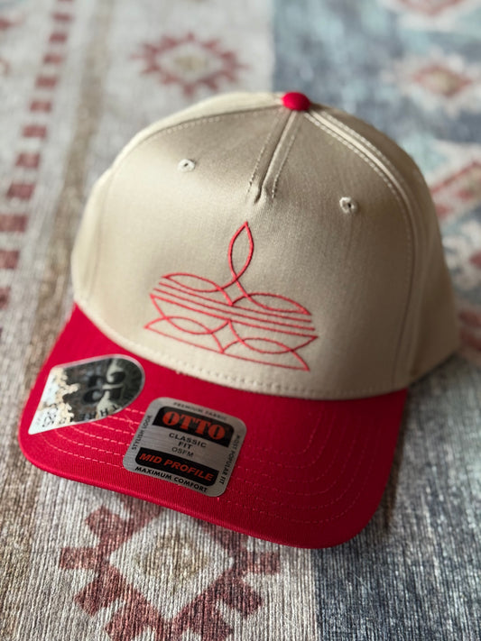 Tan/ Red Bootstitch Cap