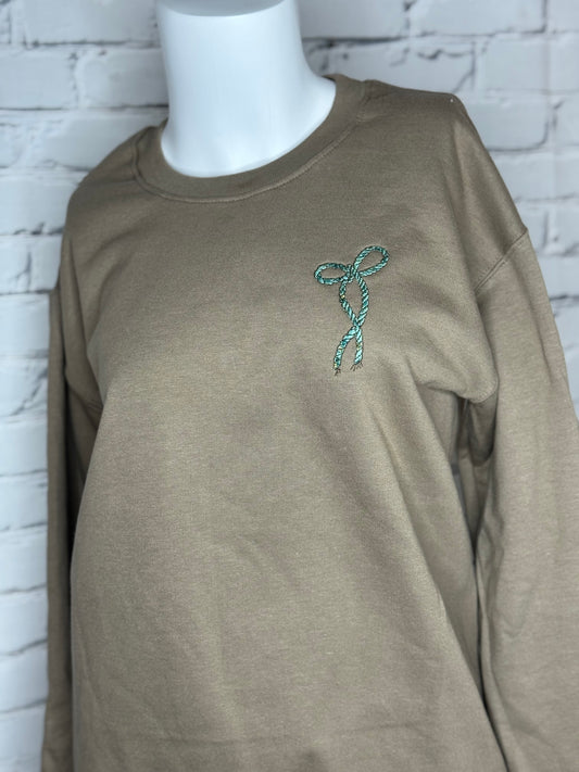Embroidered Bow Crew