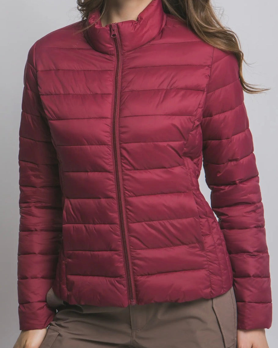 Maroon Logo Puffer Jacket