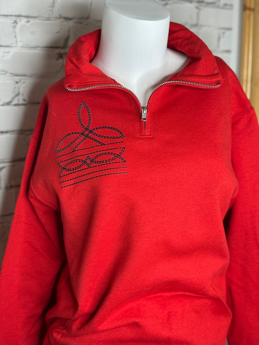 Red Bootstitch Quarter Zip