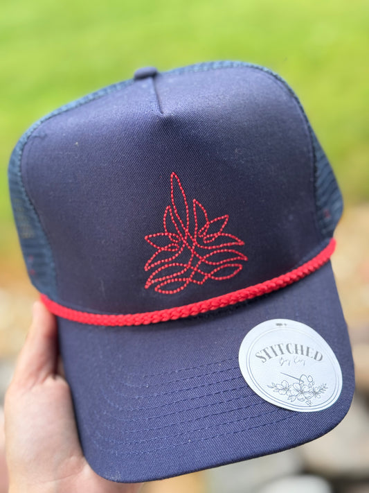 Navy Bootstitch Trucker Hat