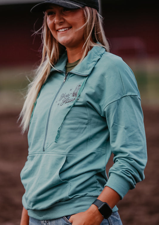 Teal YeeHaw Quarter Zip