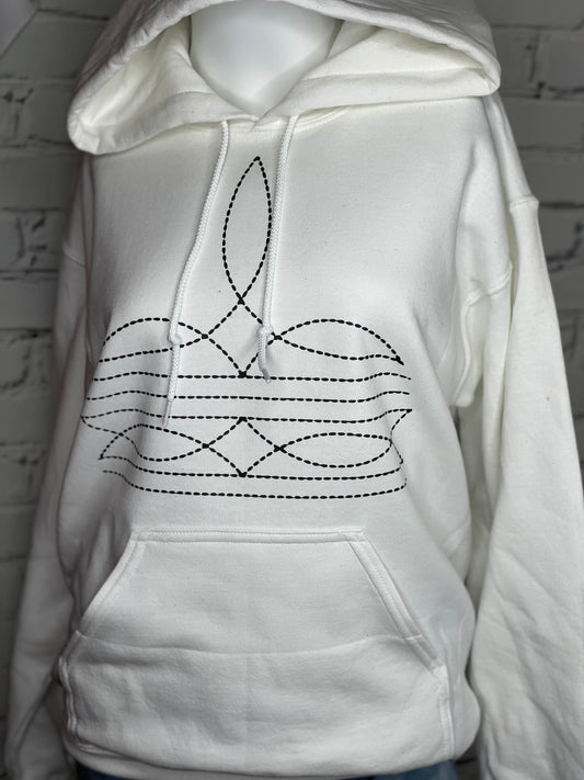 White Bootstitch Hoodie