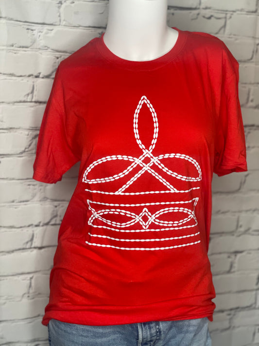 Red Bootstitch Tee