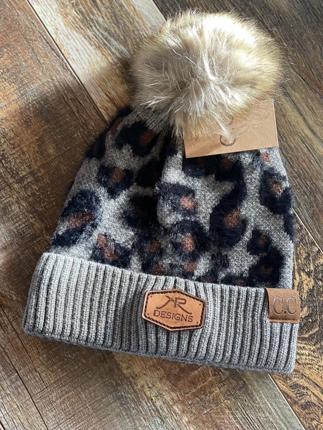 Leopard Pom Beanie