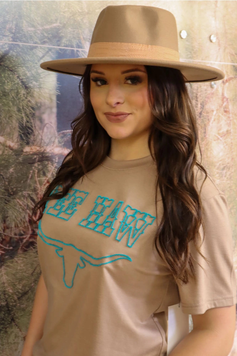 Yeehaw Longhorn Embroidered Tee