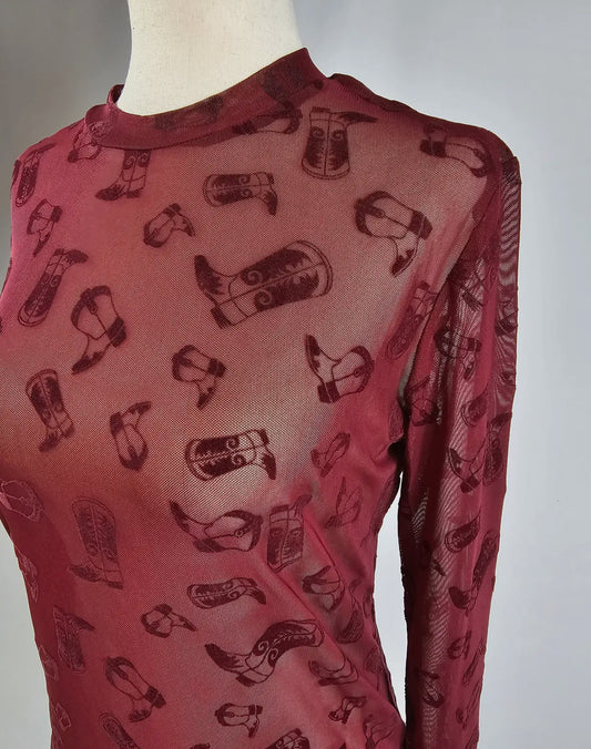 Blame it on my Boots Velvet mesh top