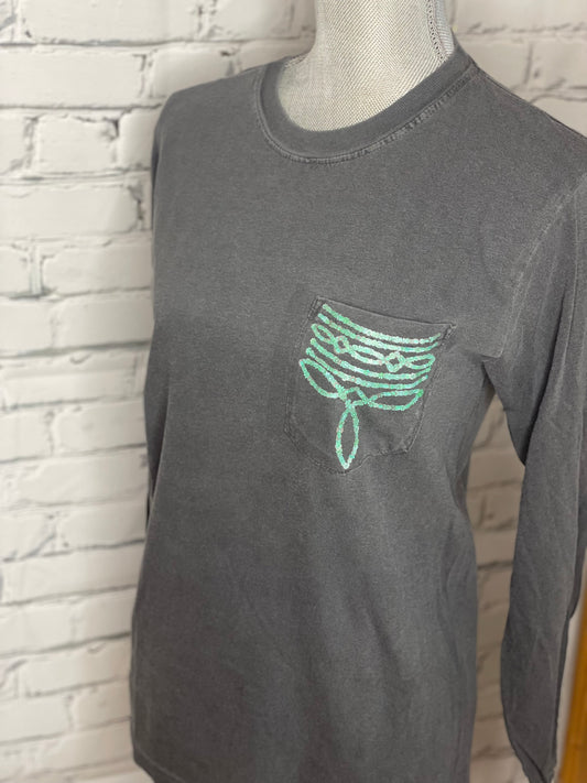 Turquoise Bootstitch Pocket Longsleeve