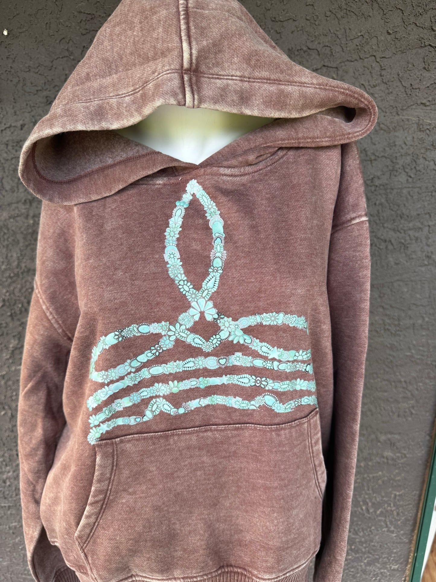 Turquoise Stone Stitch Hoodie