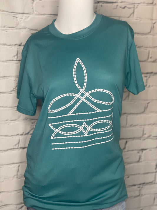 Turquoise Bootstitch Tee