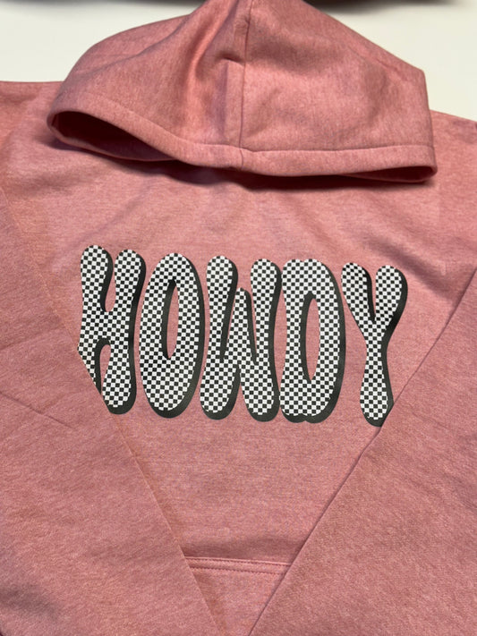 Checkered Pink Howdy Hoodie