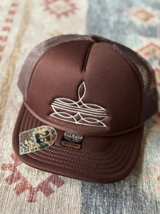 Brown Bootstitch Trucker Hat