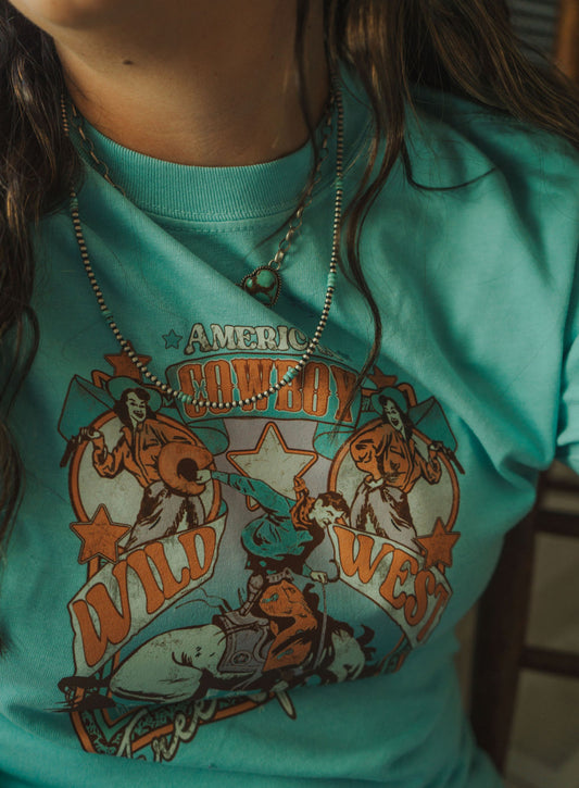 Turquoise American Cowboy Tee