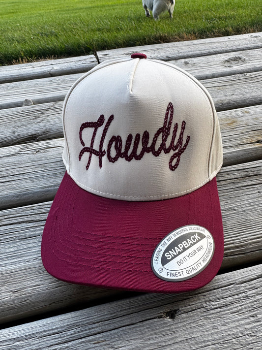 Howdy Maroon Cap