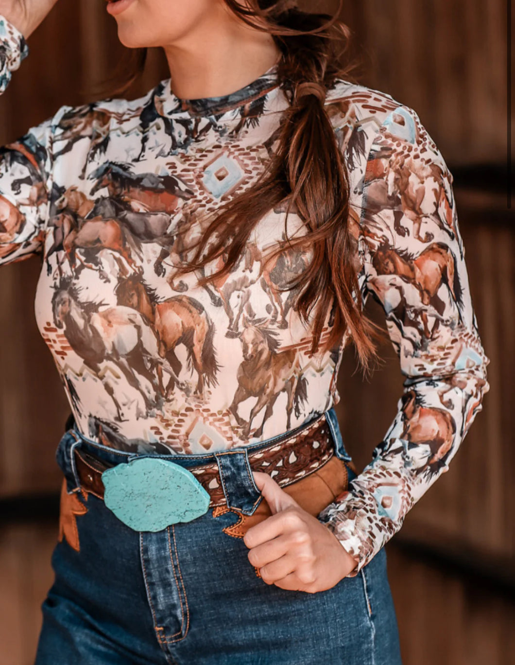 Wild Horses Mesh Top