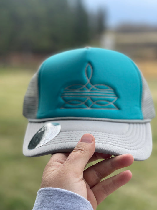 Turquoise Bootstitch Trucker Hat