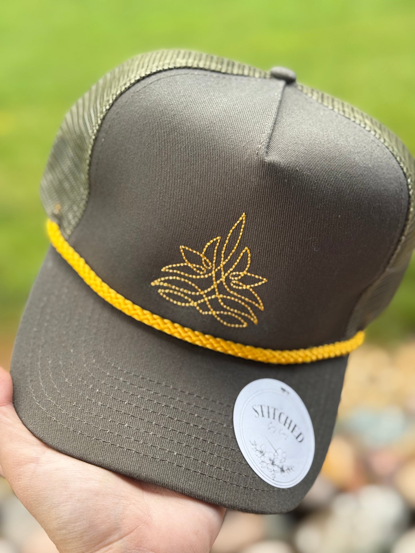 Olive Bootstitch Trucker Hat