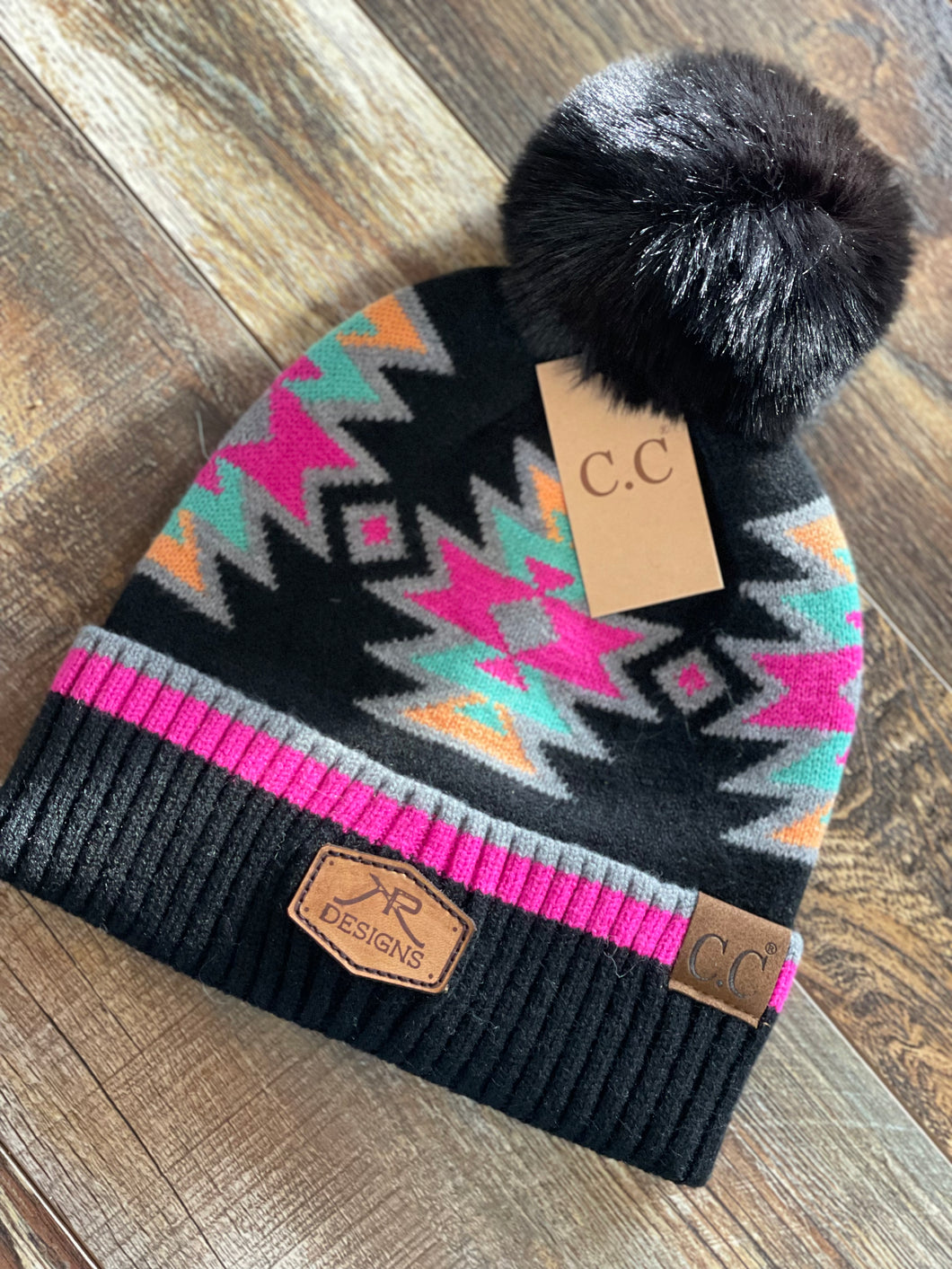 Pink Aztec Pom Toque