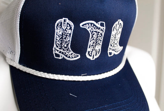 Navy Boots Trucker Hat