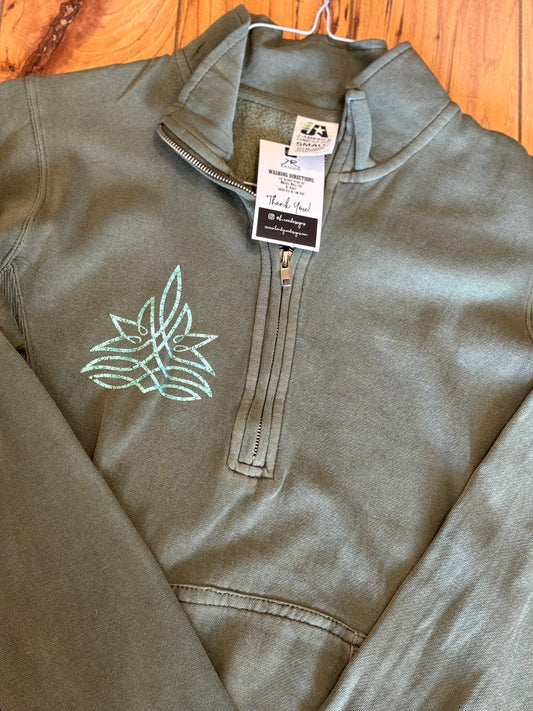 Turquoise & Olive 1/4 Zip