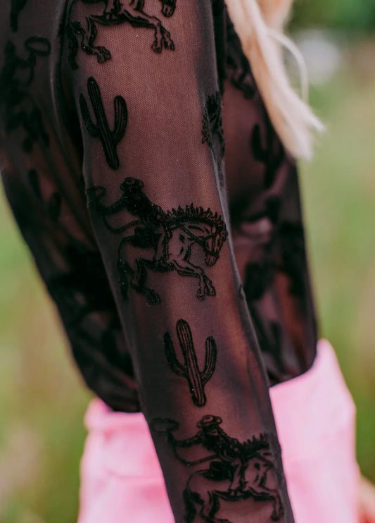 Cowgirls & Cactus Mesh Top