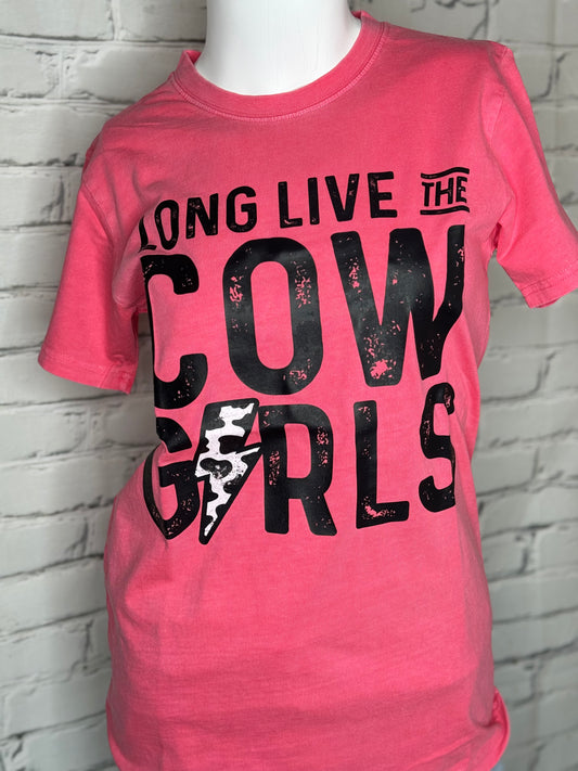 Pink Long Live Cowgirls Tee