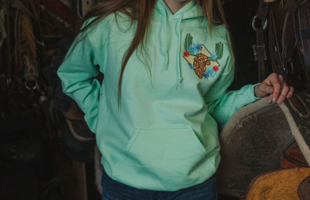 Mint Embroidered Longhorn Hoodie