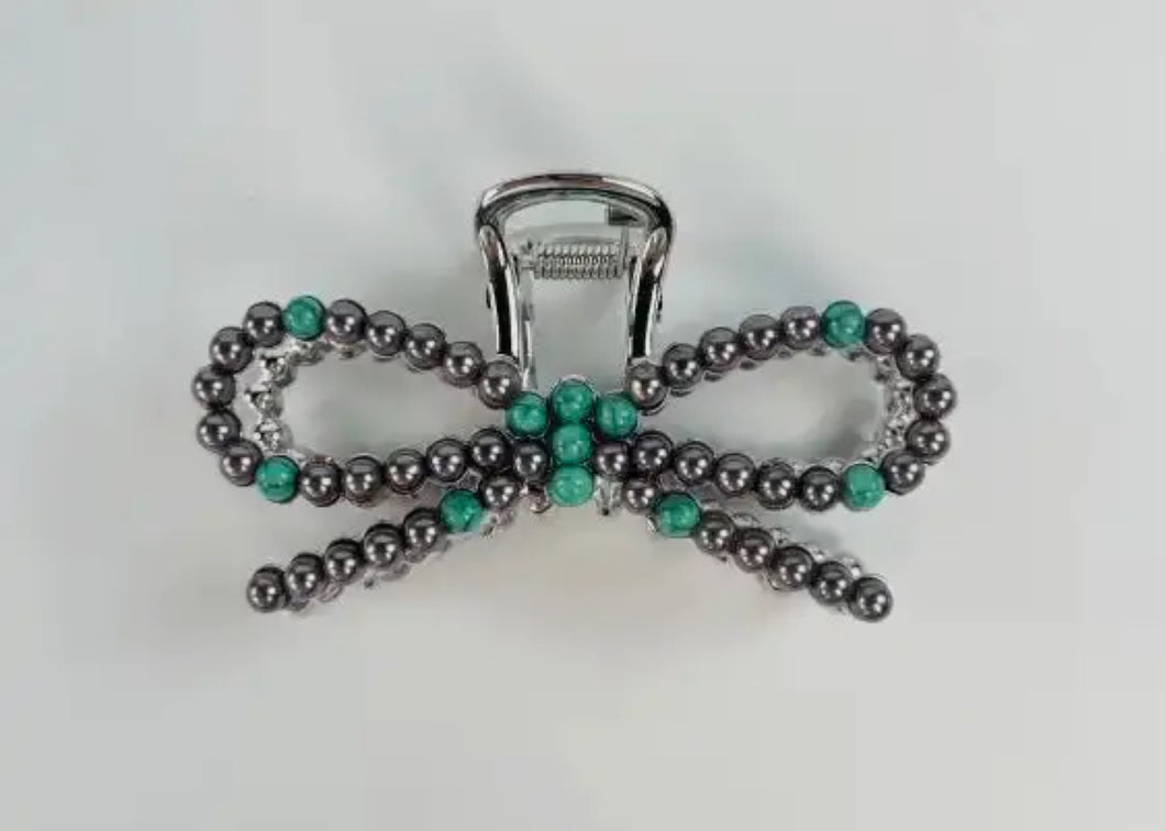 Turquoise Bow Claw Clip