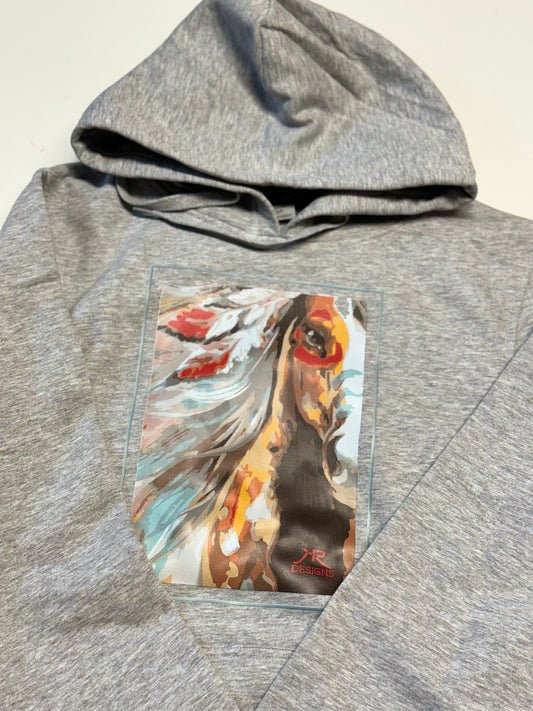 Grey War Horse Hoodie