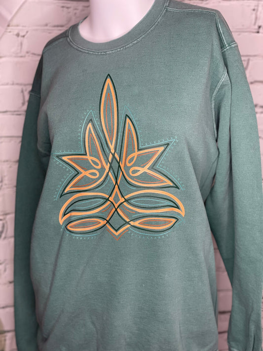 Teal & Tan Bootstitch Crew