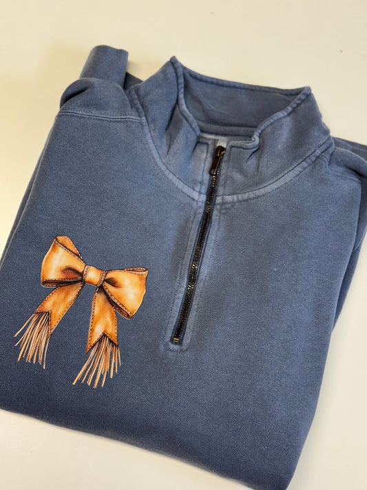 Denim Bow Quarter Zip