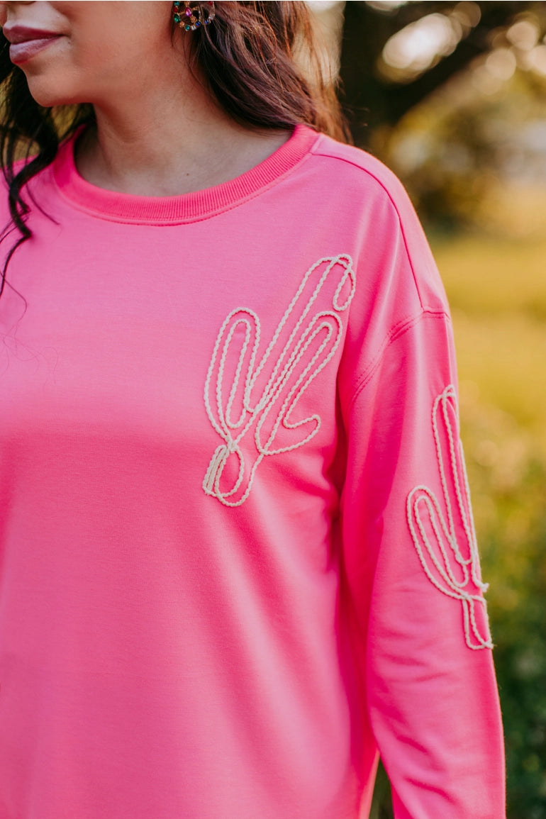 Cactus Embroidered Light Weight Sweatshirt